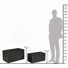 Carved Lace Wooden Trunk Set of 2