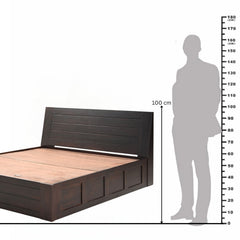 Jaipur Solid Sheesham Wood Queen Size Bed with Hydraulic Lift-Up Storage