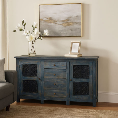 Guru Rustic Blue Mango Wood Sideboard
