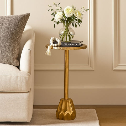 Ornate Gold Finish Metal End Table