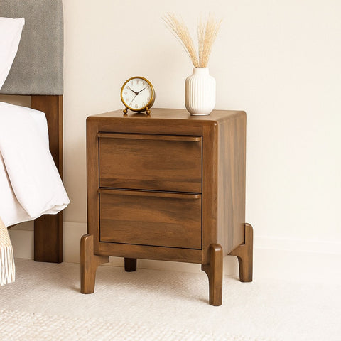 Skylan Mango Wood Bedside Chest with 2 Drawers