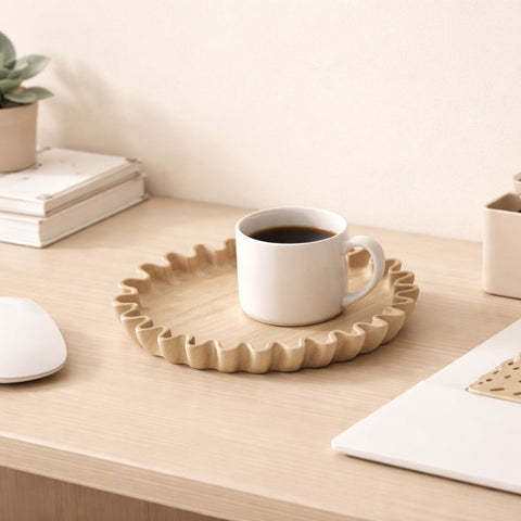 Hand-Carved Sunburst Mango Wood Tray - Small