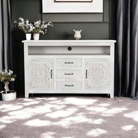 Carved Lace Media Sideboard