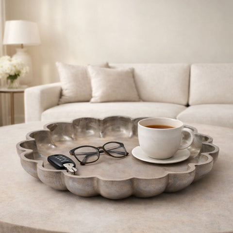 Scalloped Edge Solid Mango Wood  Tray - Large