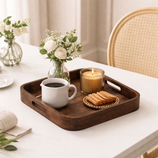 Tiyu Square Solid Mango Wood Tray - Small