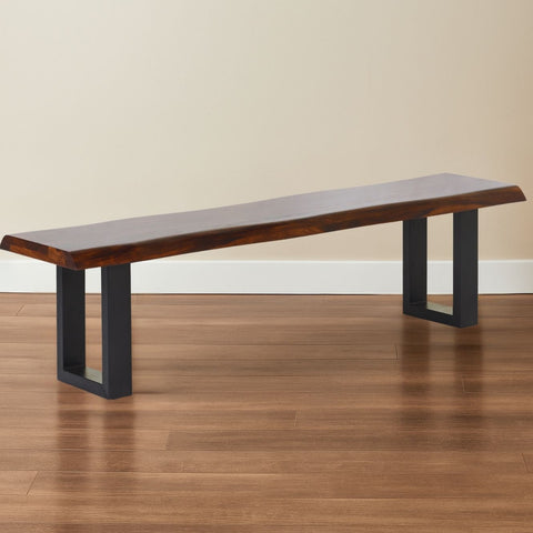 Sheesham Wood Dining Bench with Metal Legs