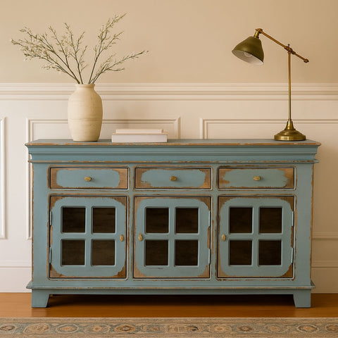 Kaedon Mango Wood & Glass Sideboard