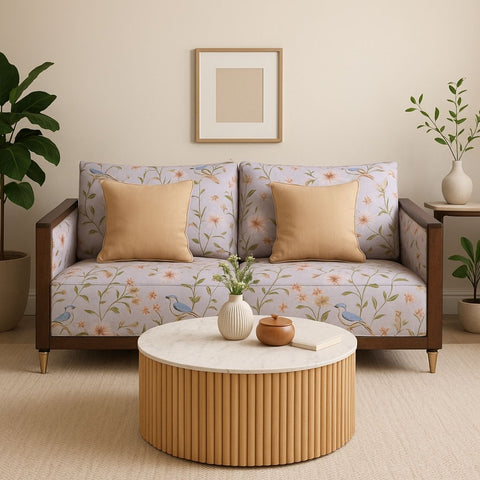 Karlen Round Coffee Table – Mango Wood & Marble