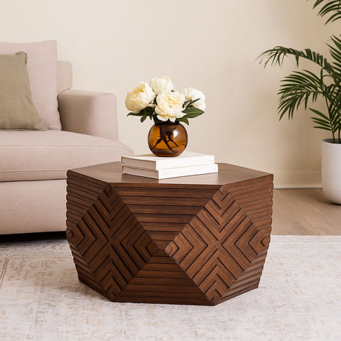Perrin Geometric Mango Wood Coffee Table
