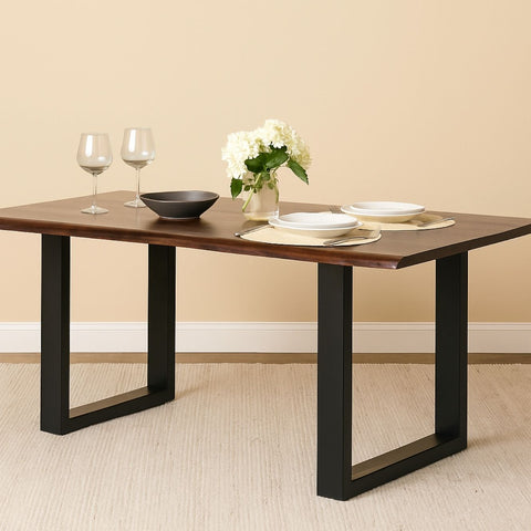 Sheesham Wood 6 Seater Dining Table with Metal Legs