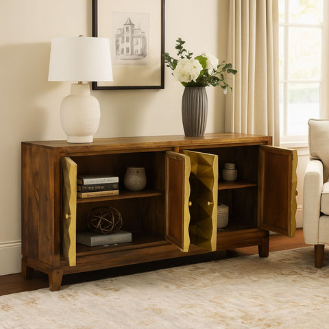 Alby 4-Door Sideboard with Brass-Finish Facade