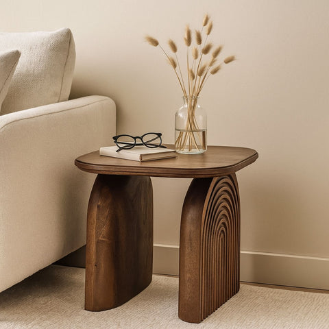 Derryn Side Table with Sculpted Wooden Legs