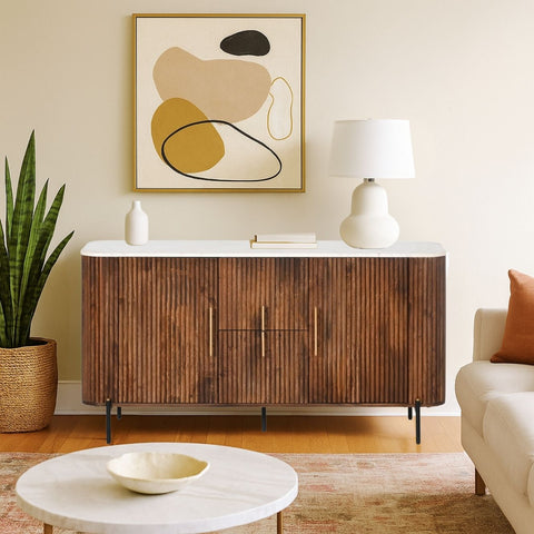 Karlen Reed Wooden Sideboard – Marble Top
