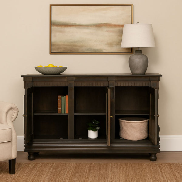 Tobias Classic Carved 3-Door Wood Sideboard
