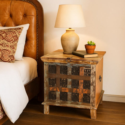 Print Block Multi-Tone Mango Wood Lamp Table