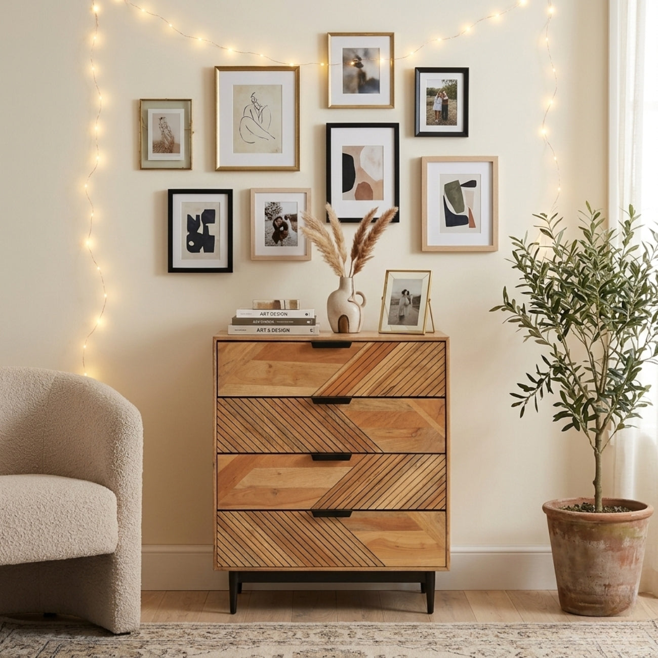 Edra Light Mango Wood 4-Drawer Chest