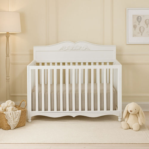 Luxury Vintage Baby Crib Crafted in Mango Wood & Fabric