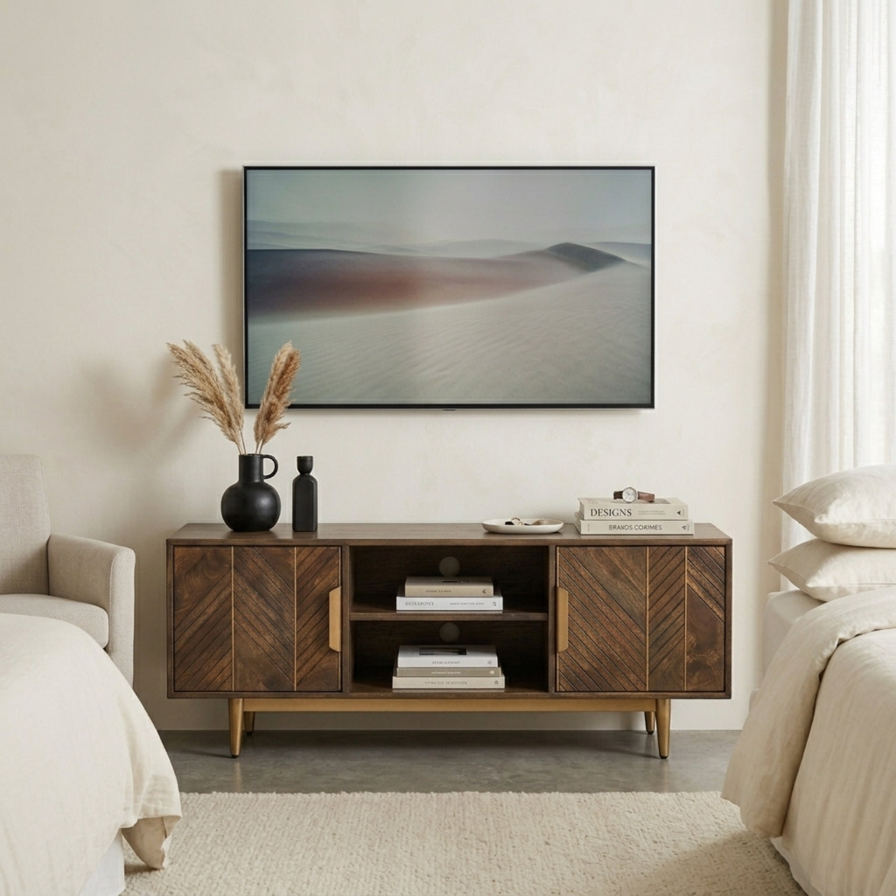 Edra Dark Mango Wood Wide TV Unit