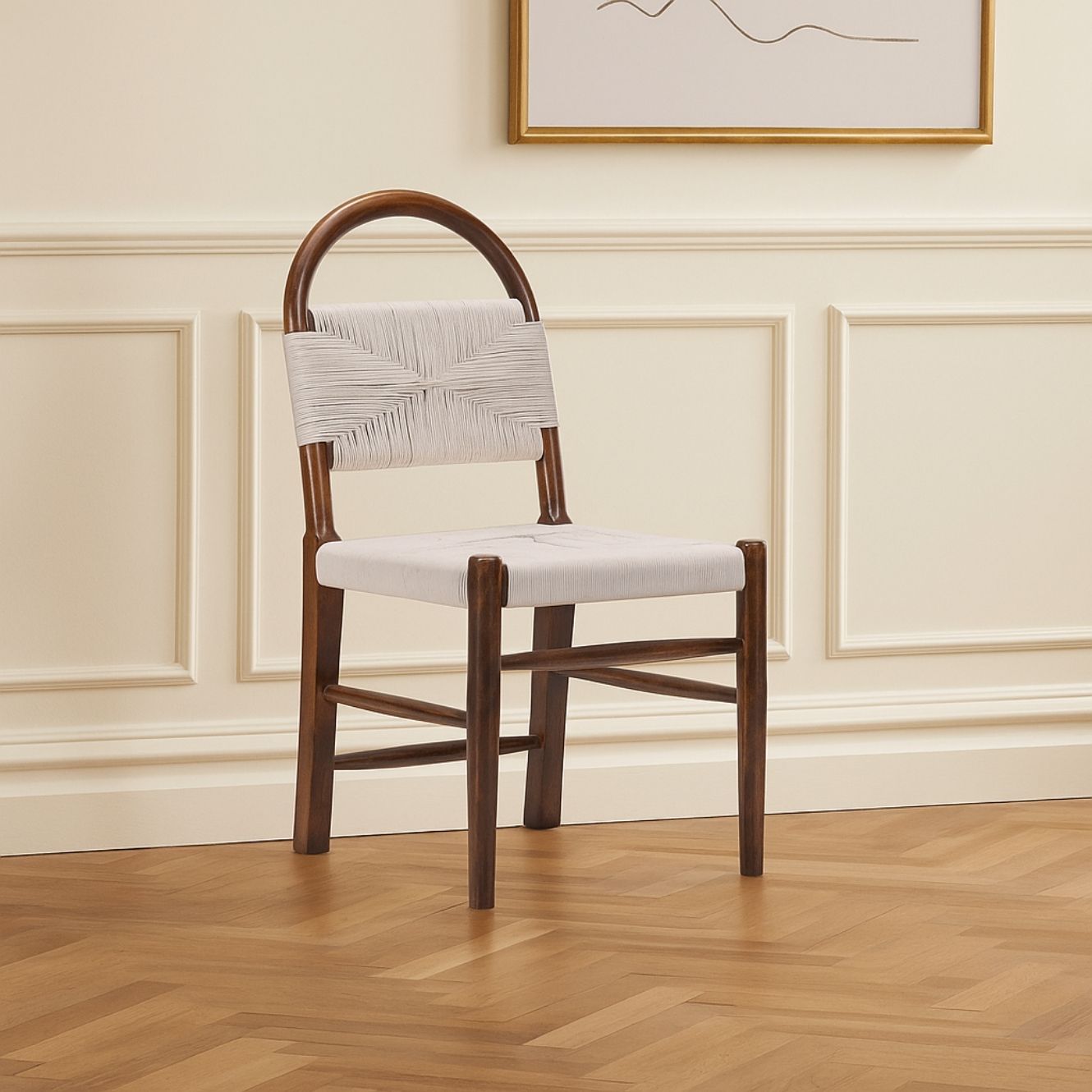 Winslet Mid-Century Modern Dining Chair with Woven Seat