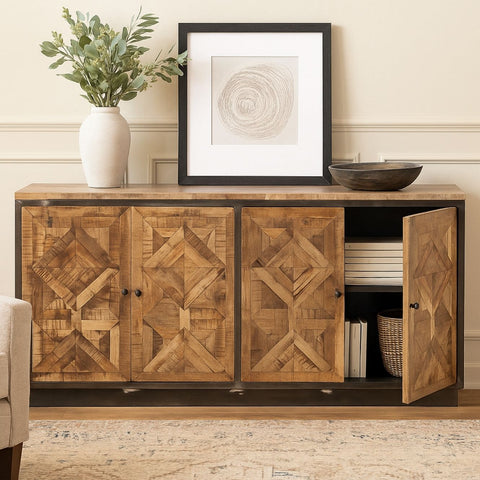 Ezra 4-Door Sideboard in Mango Wood & Iron