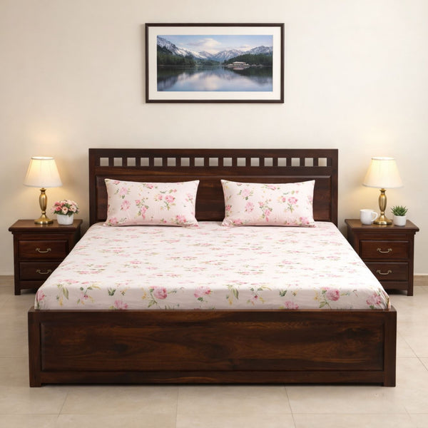Wolf Sheesham Wood King Bed featuring Two Large Under-Bed Drawers