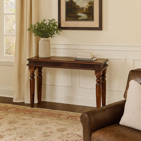 Lata Sheesham Wood Hand-Carved Console Table