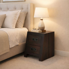 Jaipur Solid Sheesham Wood Bedside Table with 2 Drawers