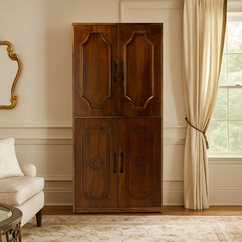 Handcrafted Mango Wood Carving Wardrobe