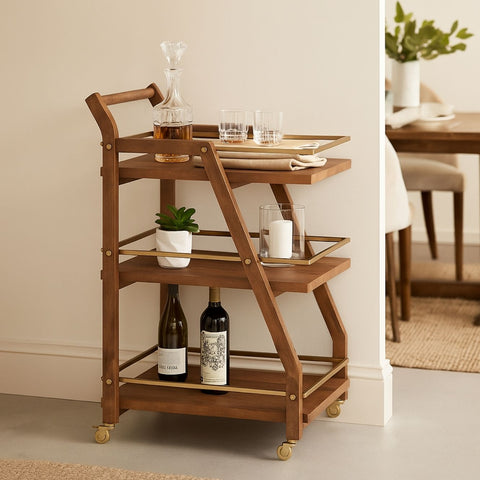Axton Mango Wood & Metal Serving Trolley