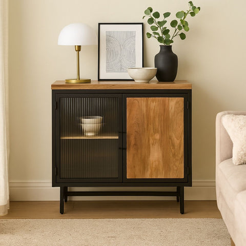 Bartram Mango Wood & Iron Cabinet