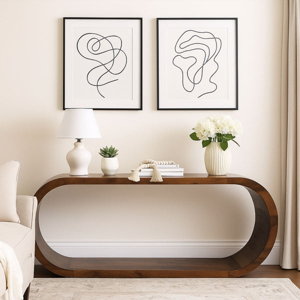 Modern Curve Mango Wood Console Table