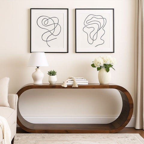 Modern Curve Mango Wood Console Table