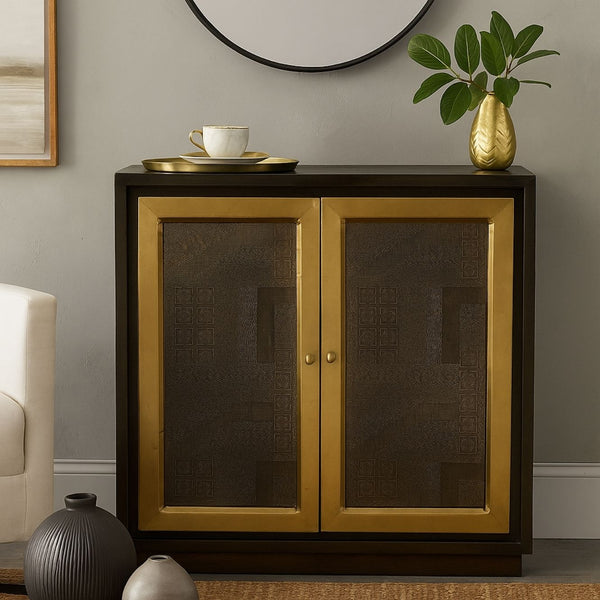 Dianda 2-Door Cabinet with Brass-Toned Frame