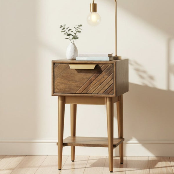 Edra 1-Drawer Bedside Table in Dark Mango Wood