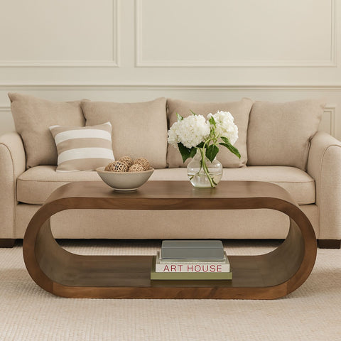Modern Curved Solid Wood Coffee Table