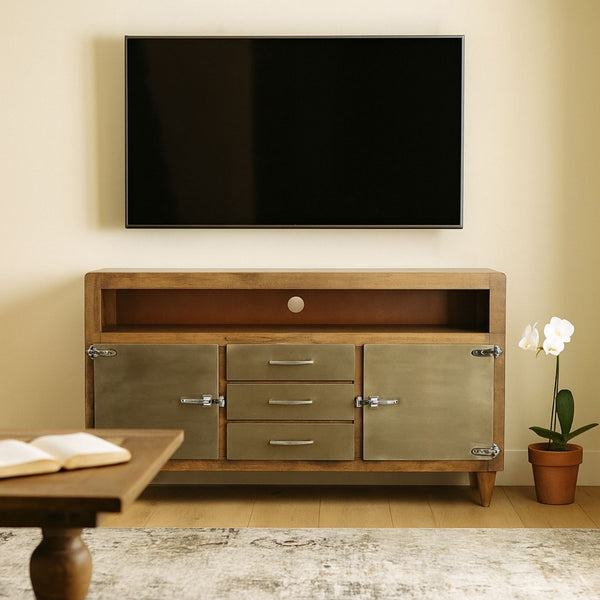 Detail Wooden & Metal Plasma Console