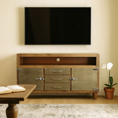 Detail Wooden & Metal Plasma Console