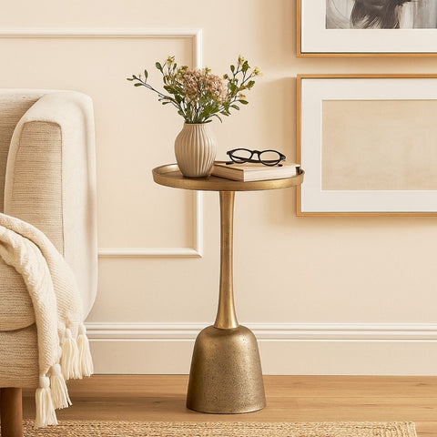 Contemporary Round Metal Accent End Table