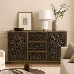 Amalia Floral Carved Storage Cabinet