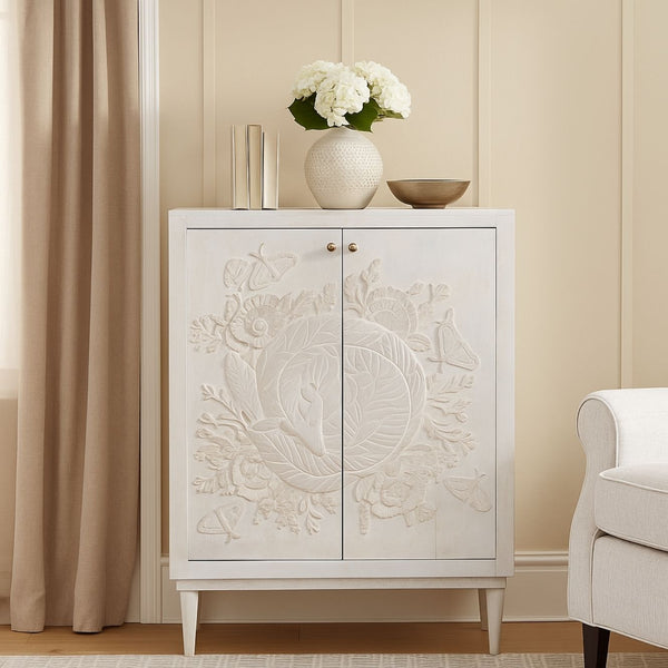 Reyansh Hand-Carved Floral Cabinet