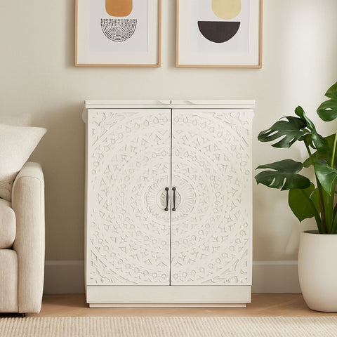 Carved Lace Jabot Bar Cabinet