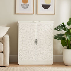 Carved Lace Jabot Bar Cabinet