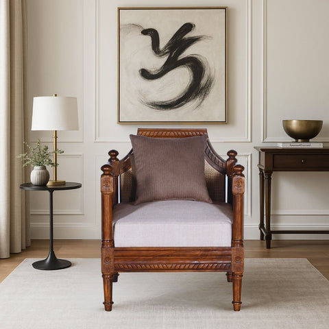 Amer Sofa Single Seater – A Colonial Charm in Solid Wood