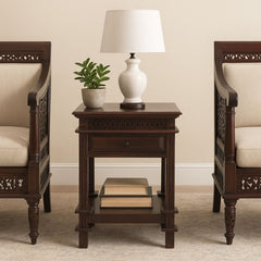 Tikku Sheesham Wood Side Table with Drawer