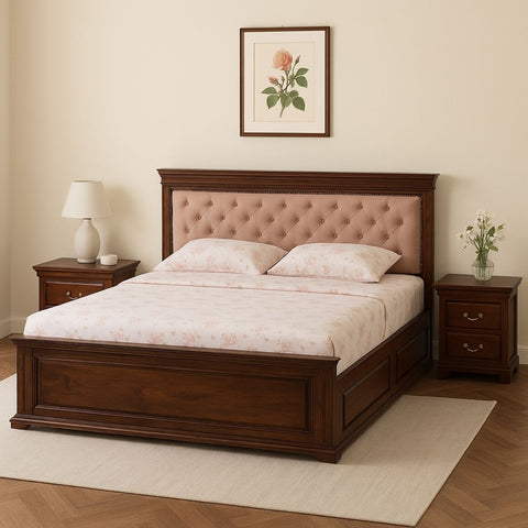 Royal Sheesham Wood Hydraulic Lift-Up Storage Bed