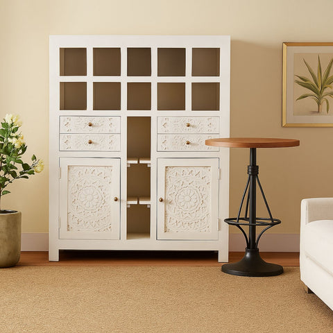 Jabot Bar Chest with Hand-Carved Floral Detailing