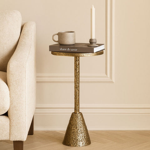 Modern Hammered Metal End Table