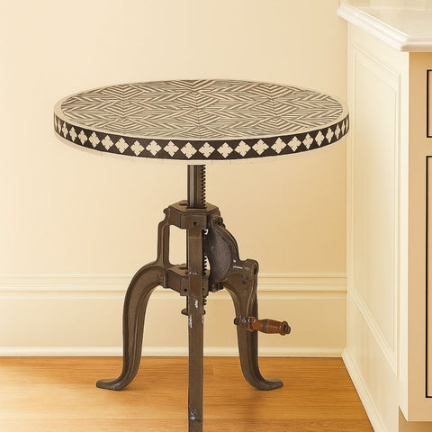 Maddox Adjustable Bone Inlay Side Table