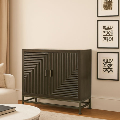 Esteban 2-Door Mango Wood & Iron Cabinet