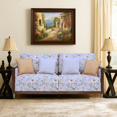 HC Three Seater Sofa – Elegant Printed Upholstery